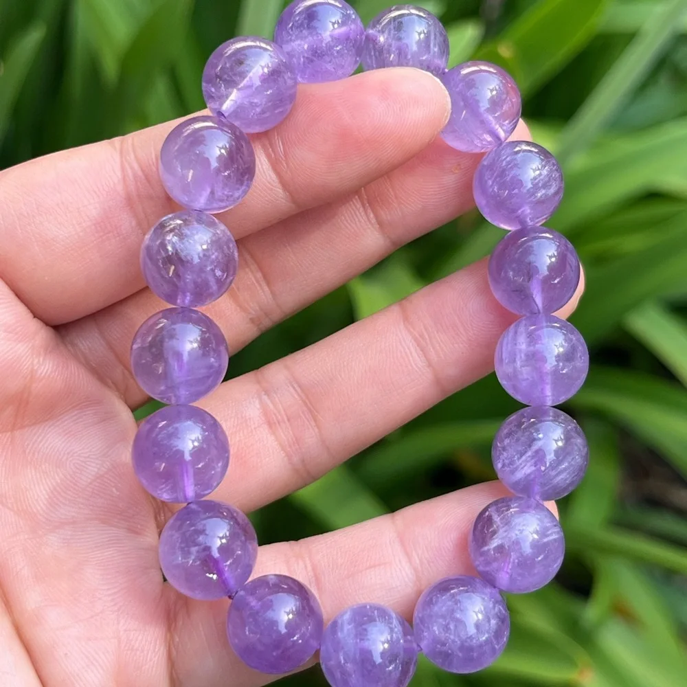 12.5mm stretchable purple‎ amethyst bracelet